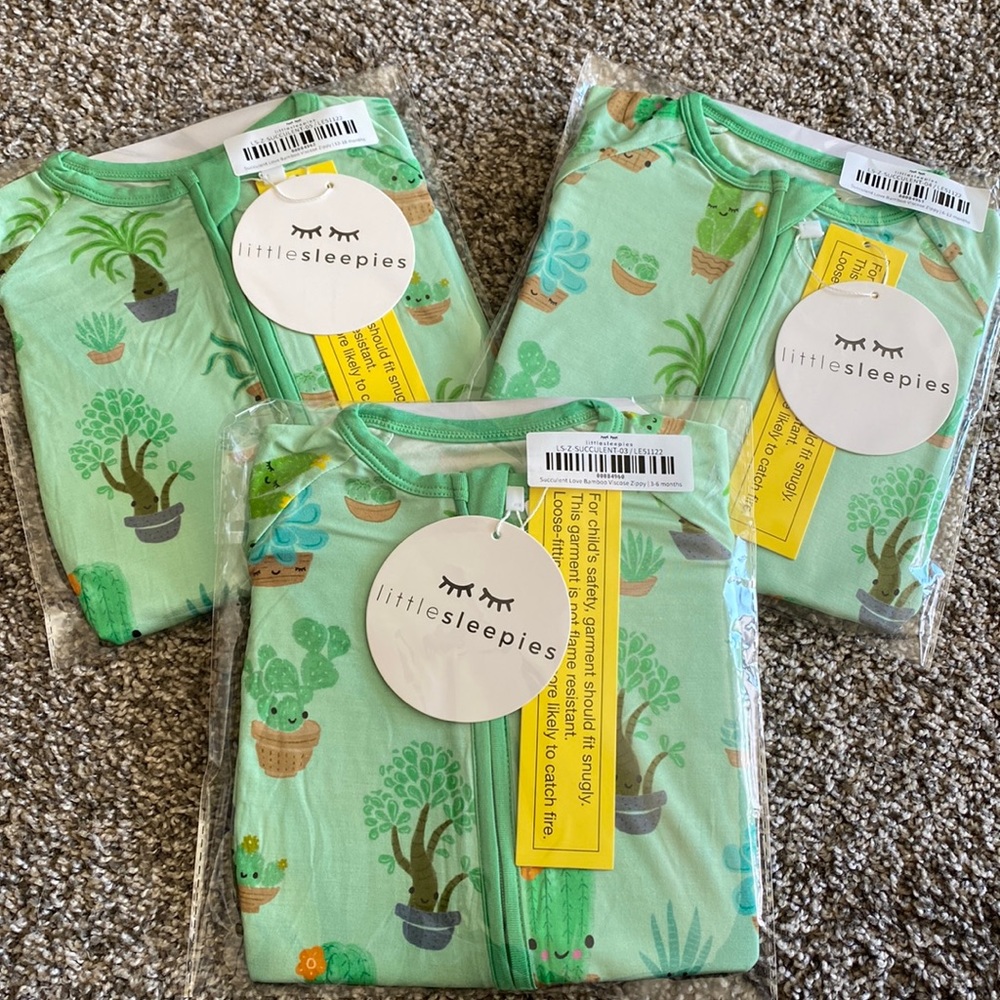 Little Sleepies Succulant Zippy 3-6 Month Only!